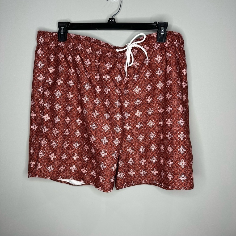 Arizona Jean Company Red Patterned Swim Trunks
